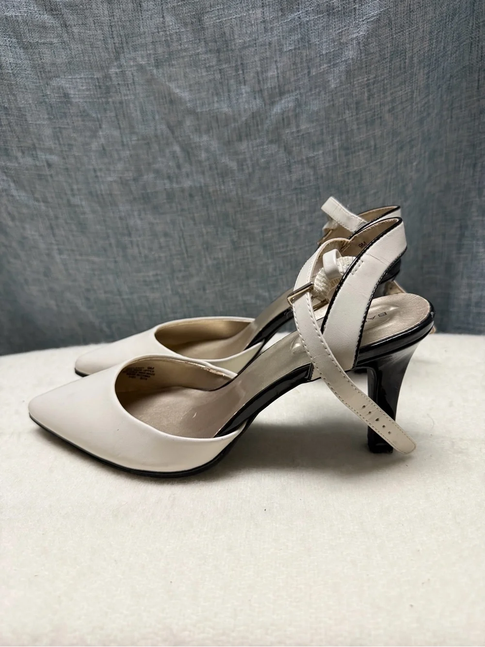 Bandolino White Pointed-Toe Ankle-Strap Pumps with Slim Heel